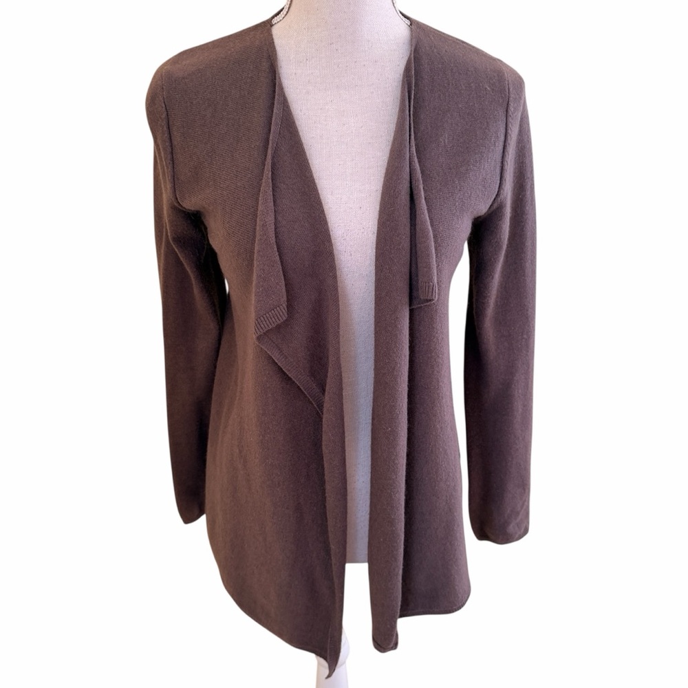 Boden Taupe/Brown Open Front Waterfall Cardigan 4